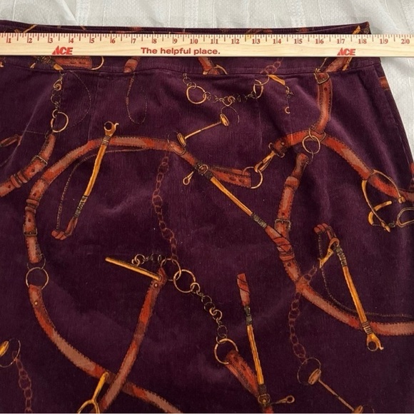 Talbots Skirt Women’s 16 Burgundy Equestrian Horse Corduroy Mini NWT - Picture 5 of 6